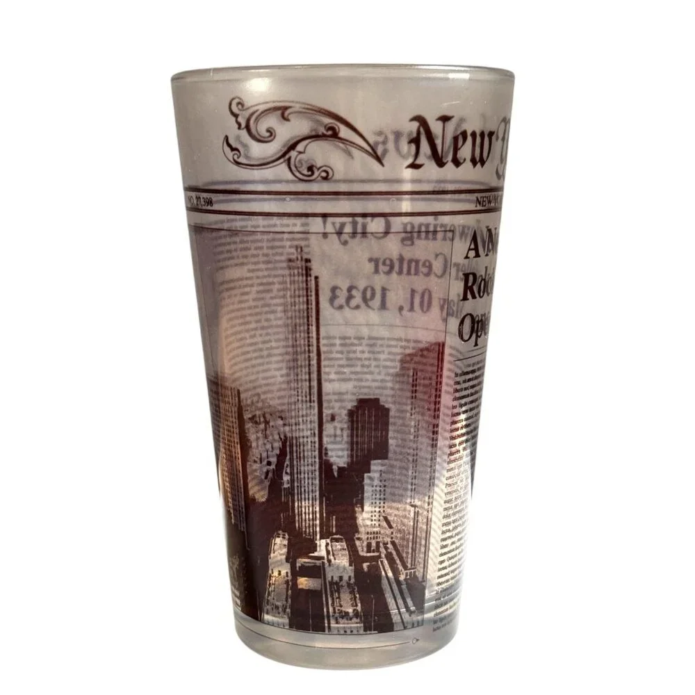Top Of The Rock Souvenir Glass Tumbler 2013 Rockefeller Center New York News NYC